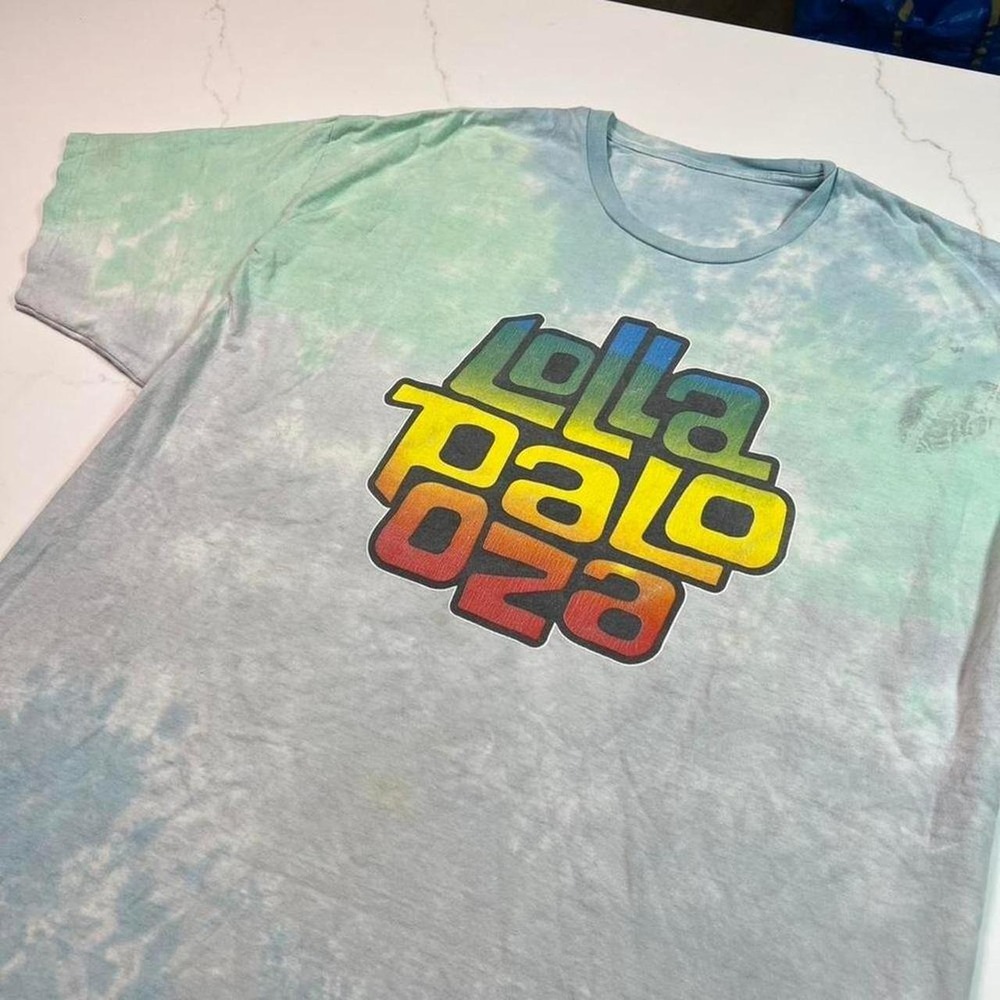 Lollapalooza T-Shirt Mens XL Blue Green Tie Dye 2021 Lineup Festival Graphic Tee